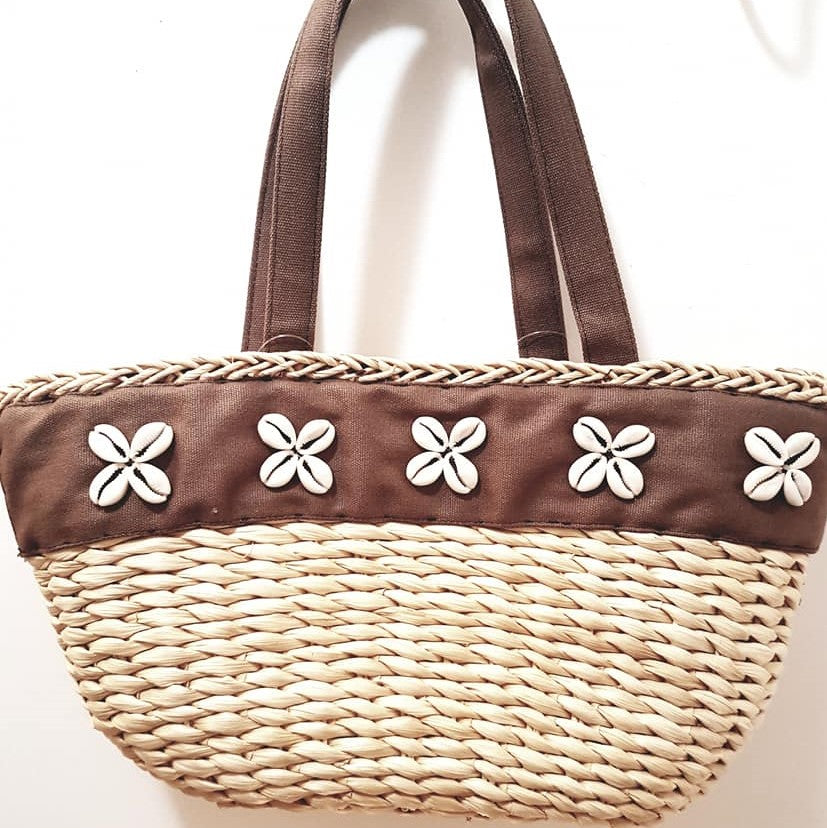 Sac en sisal beige et brun